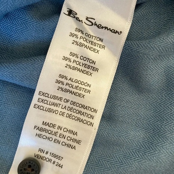 NWT- Ben Sherman- Herringbone Majestic Blue Long-Sleeve- Sz M- $99 MSRP 🤩 👔 - Picture 2 of 4